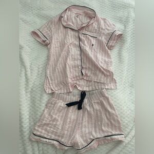 Victoria's Secret Pink & White Striped Sleep Top with Silver Accents